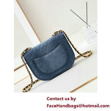 Chanel Washed Denim  &  Gold-Tone Metal Small Messenger Bag AS4850 Blue 2025